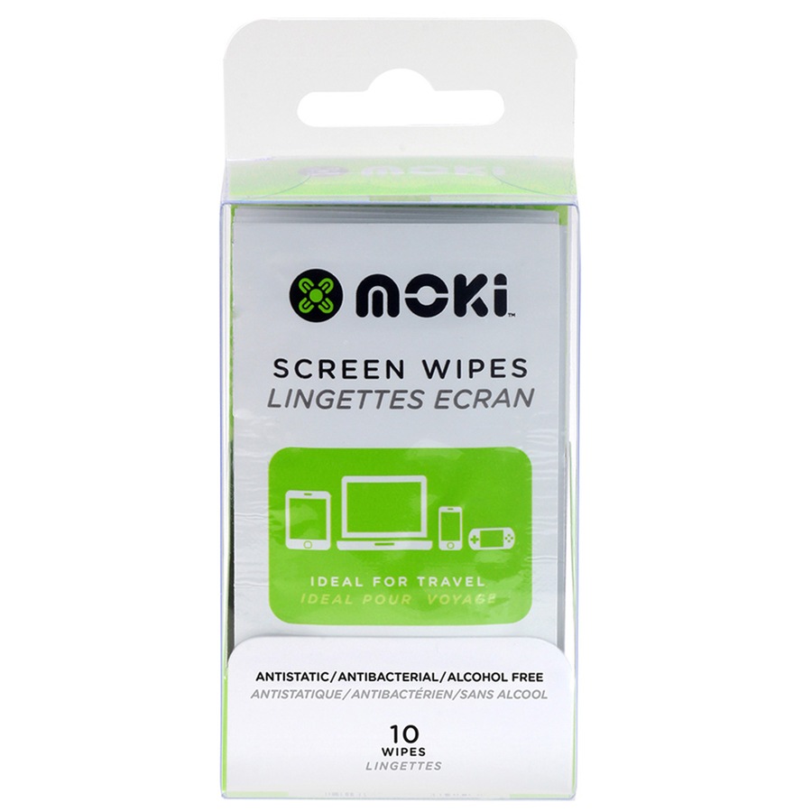 10x Moki Antistatic/Anti-Bacterial/Alcohol Free Laptop/Computer Screen Wipes