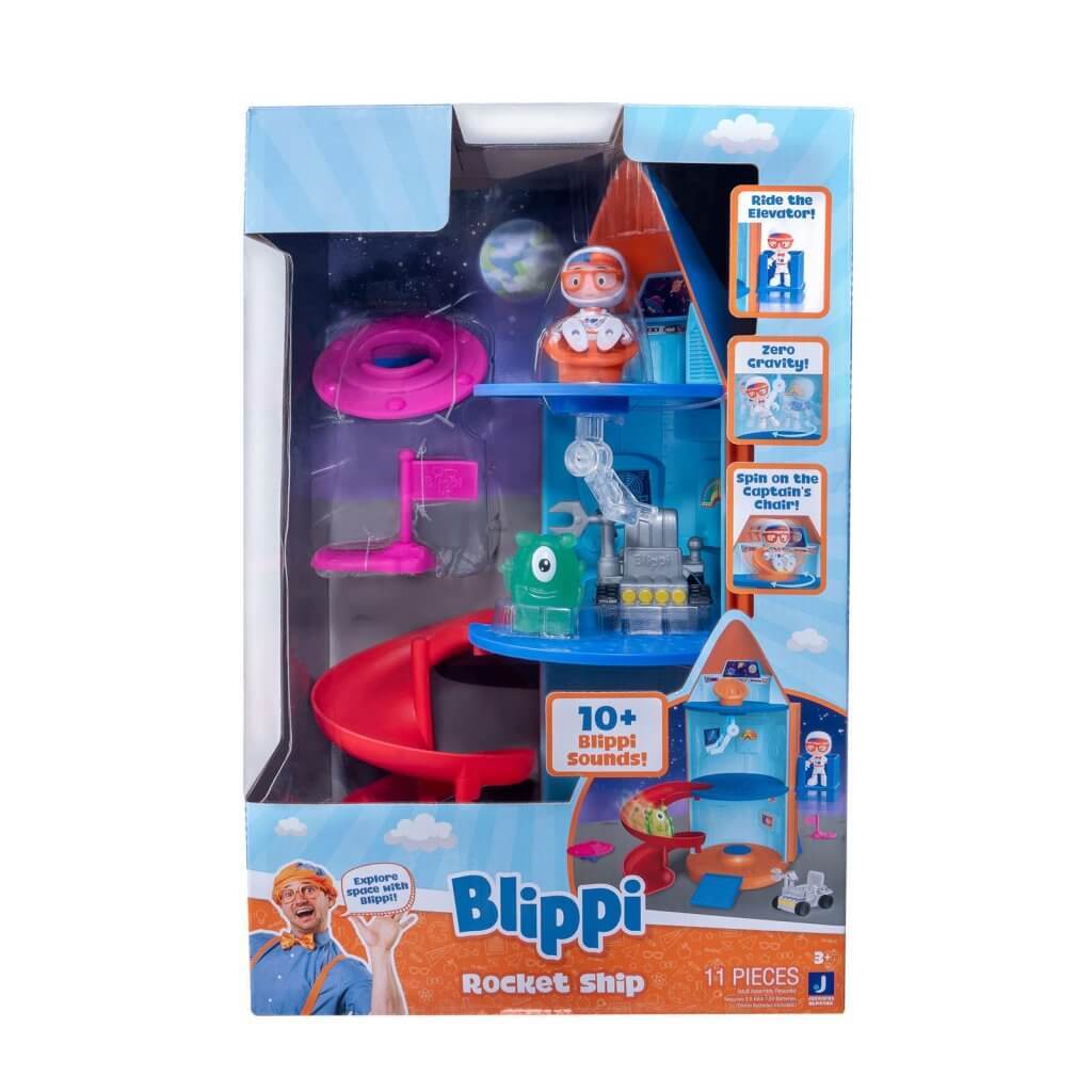 11pc 36cm Blippi Large Play Set Rocket Ship w/ SFX/Accessories Kids Fun Toy 3+