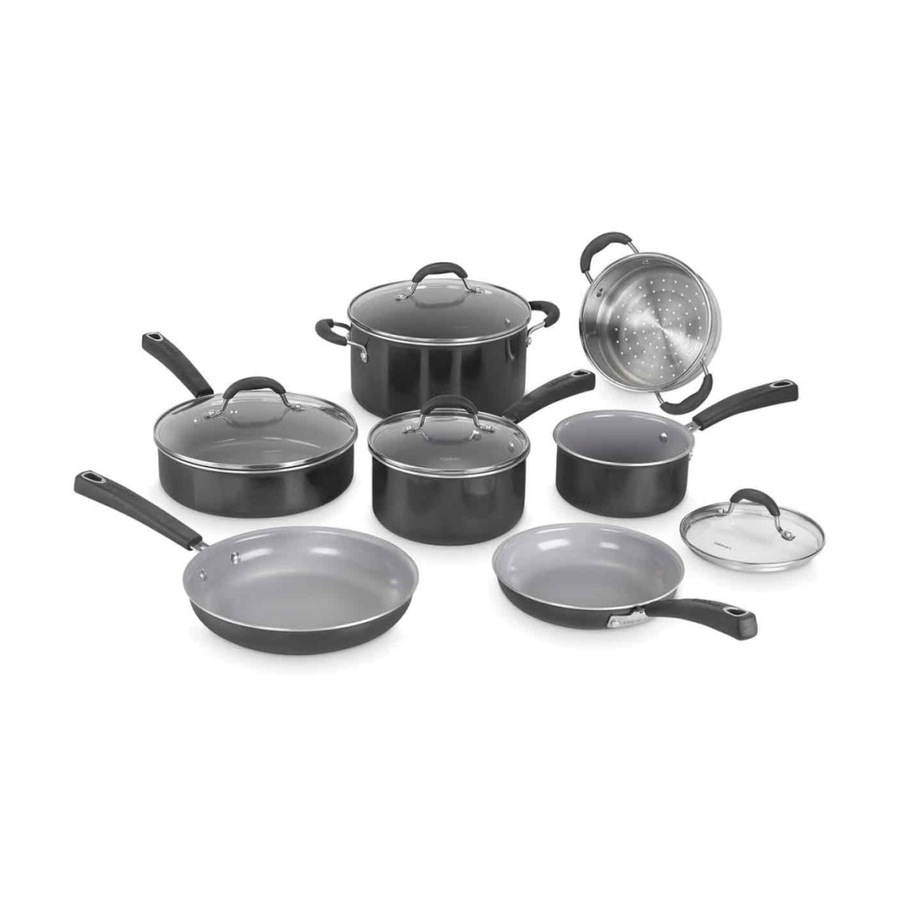11pc Cuisinart Ceramica XT Nonstick Kitchen Cookware Cooking Set Black