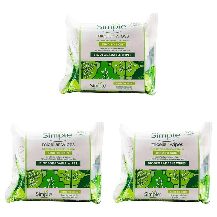 Buy 120pc Simple Micellar Wipes Biodegradable Facial Wet Tissue For ...