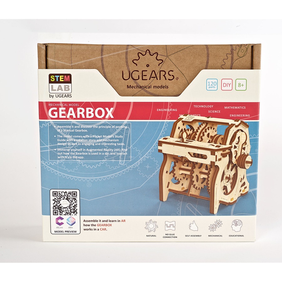 Buy 120pc Ugears Stem Lab Gearbox Mechanical DIY Kit Wooden 3D Puzzle ...