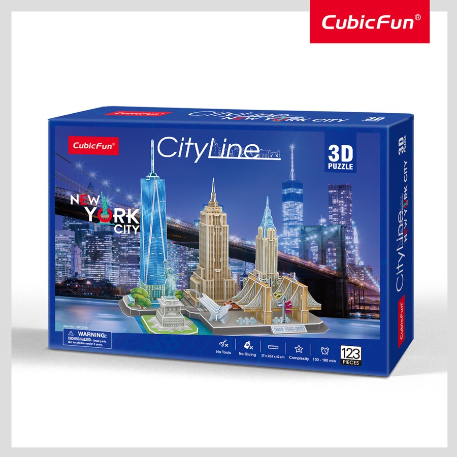 123pc CubicFun City Line New York City 3D Puzzle DIY Kids Interactive Toy 3y+
