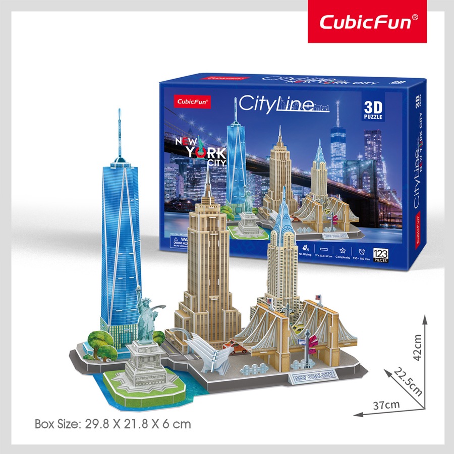 123pc CubicFun City Line New York City 3D Puzzle DIY Kids Interactive Toy 3y+