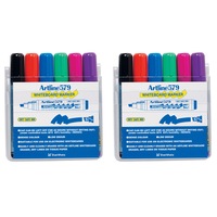 12pc Artline 579 5mm Chisel Nib Office Whiteboard Marker Assorted Colours Wallet