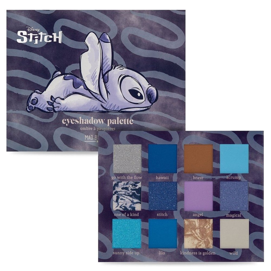 12pc Disney Stitch Denim Pigmented Eyeshadow Makeup Palette 30g Blue