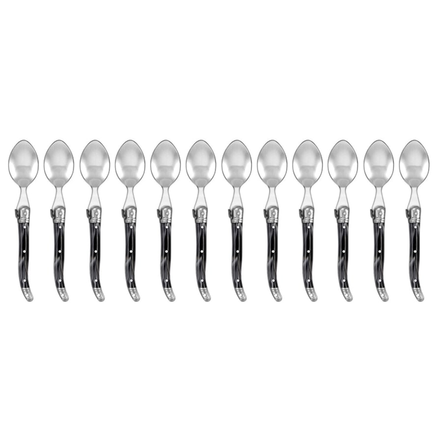 12pc Laguiole Etiquette 15.5cm Stainless Steel Teaspoon Cutlery Marble Black