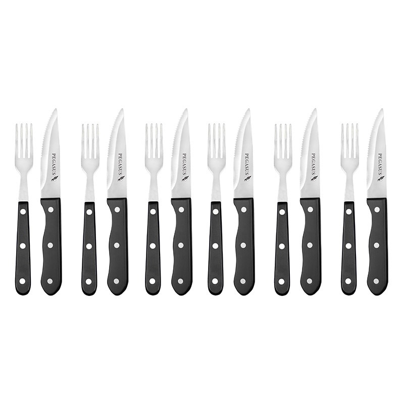 Buy 12pc Pegasus Deluxe Stainless Steel Steak Knife & Fork Set Kitchen
