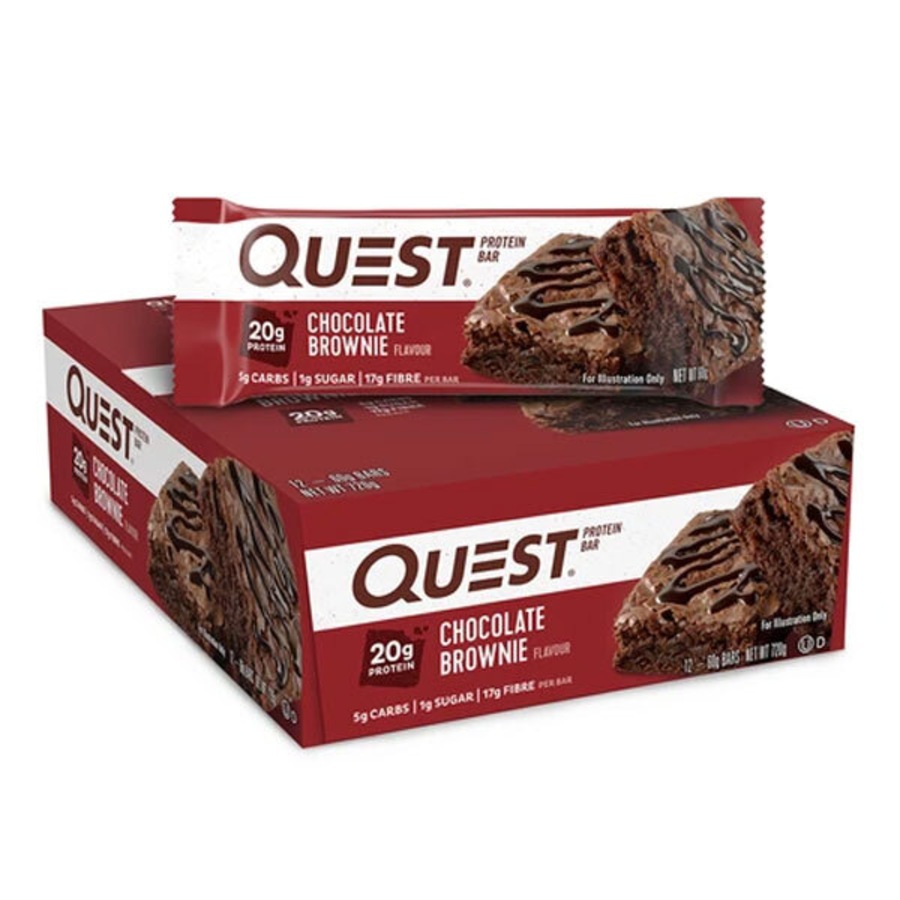 12pc Quest 60g High Protein Chewy Bar Healthy Snack Diet Treat Chocolate Brownie