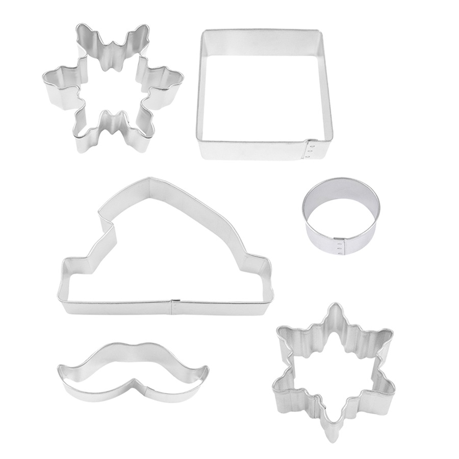 12pc R&M Tinplated Steel Santa Centrepiece Cookie Cutter Set Bakeware Silver