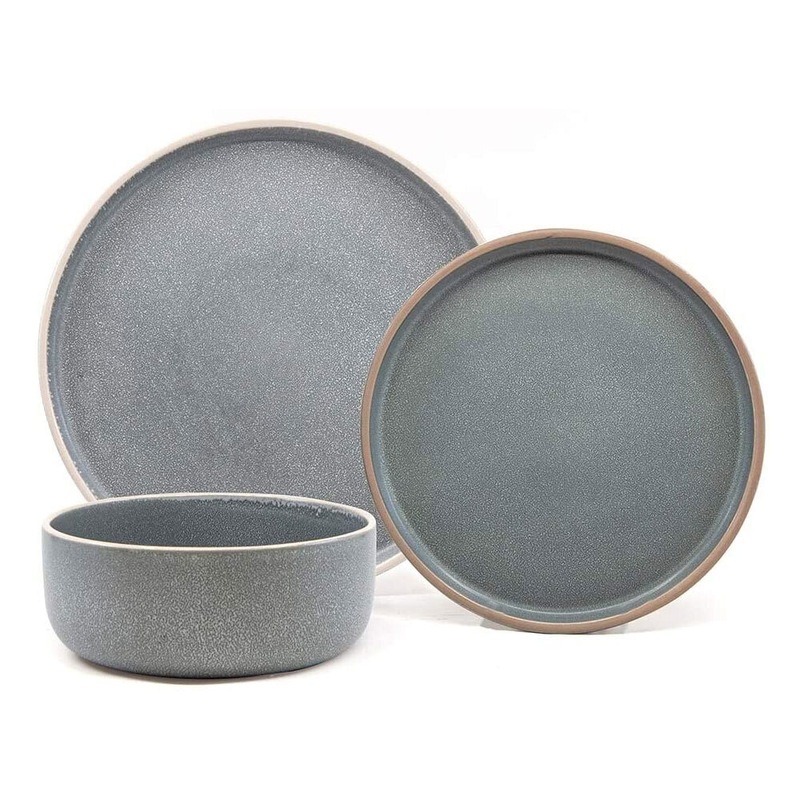 Buy 12pc Salt & Pepper Hana Dinner Set Stoneware Dining Side Plates