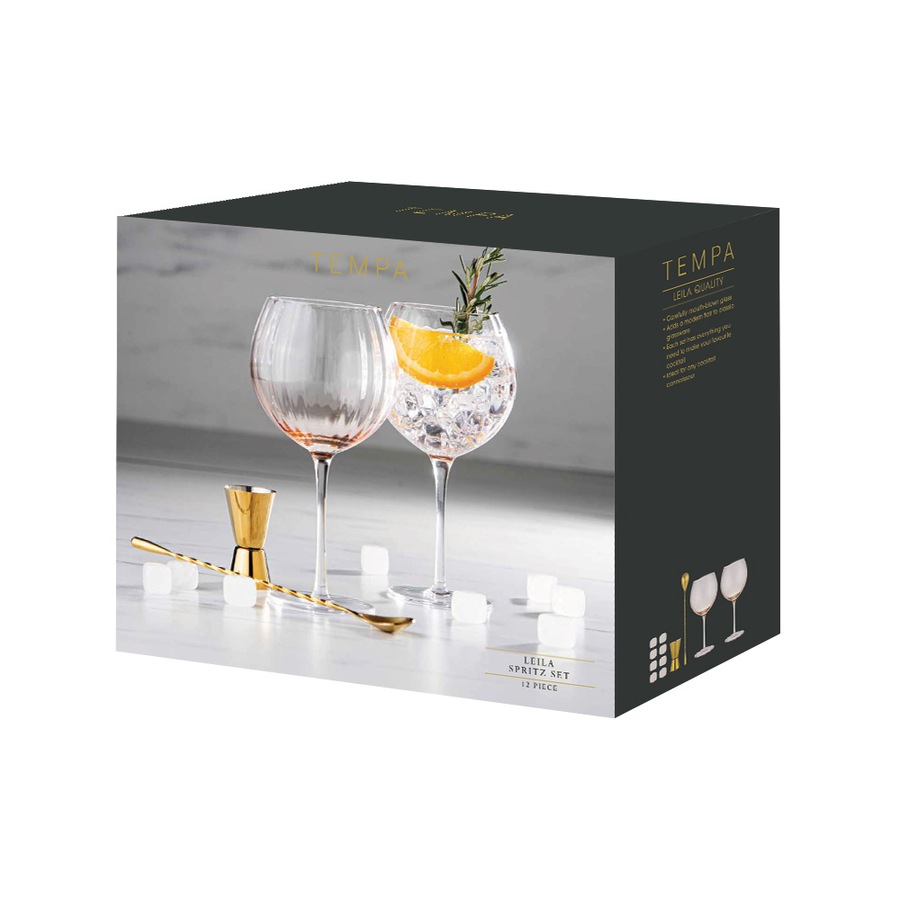12pc Tempa Leila Spritz Premium Crystal Glass Drinkware Cocktail Set Home/Bar