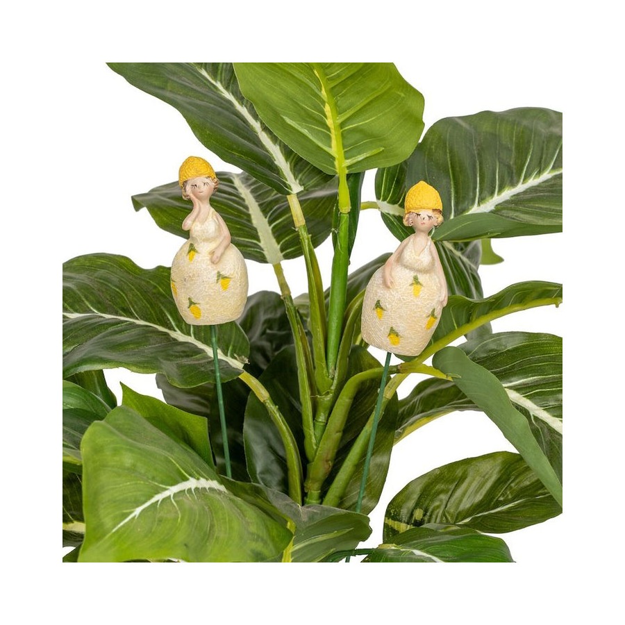 12PK Resin Lemon Girls On Stick Figurines Plant Stake Ornaments 4x33cm