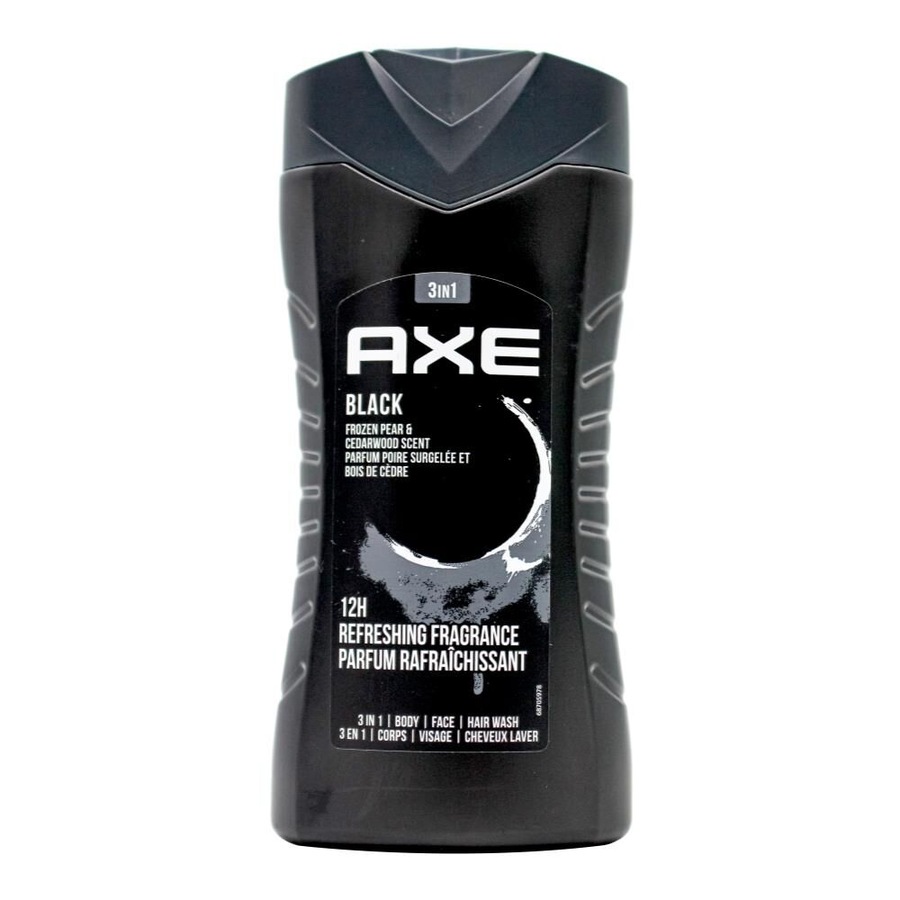 12PK Axe 3in1 Body/Face/Hair Wash 250ml Shower Gel Frozen Pear & Cedarwood Black