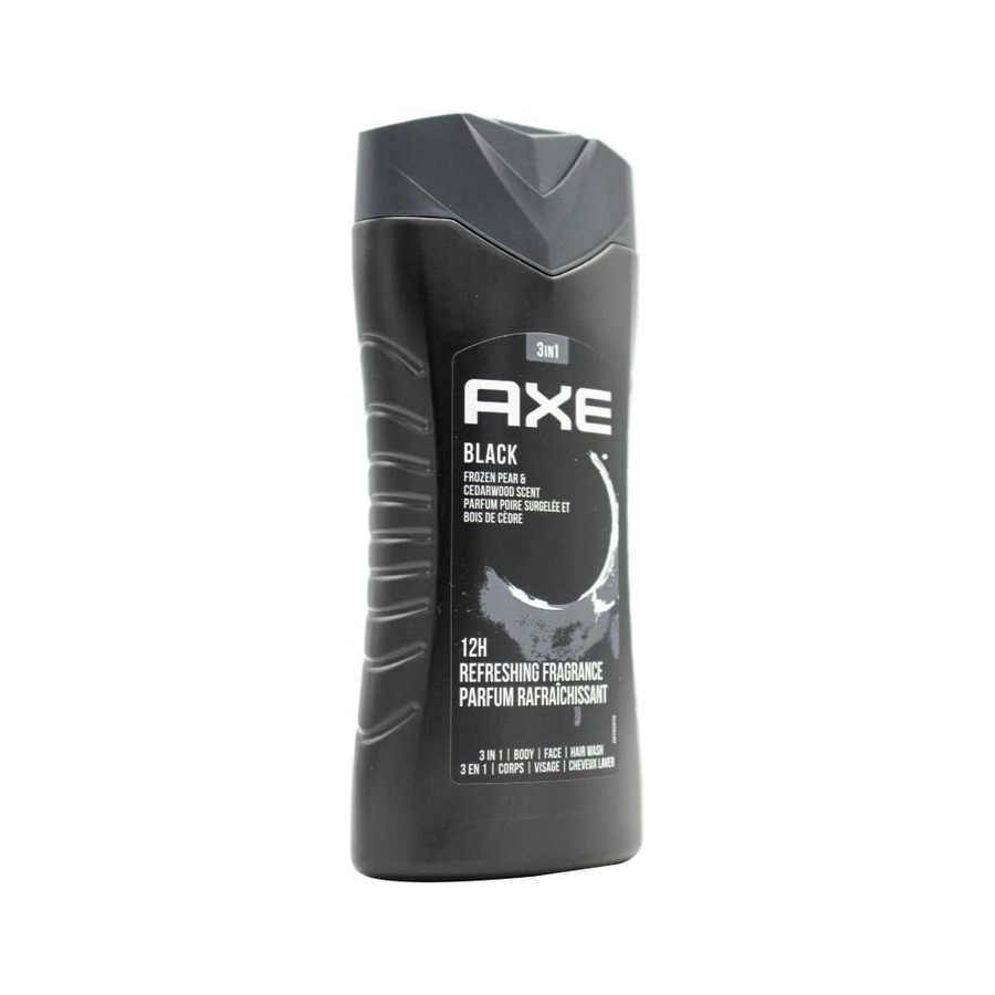 12PK Axe 3in1 Body/Face/Hair Wash 250ml Shower Gel Frozen Pear & Cedarwood Black