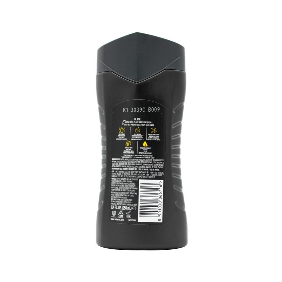 12PK Axe 3in1 Body/Face/Hair Wash 250ml Shower Gel Frozen Pear & Cedarwood Black