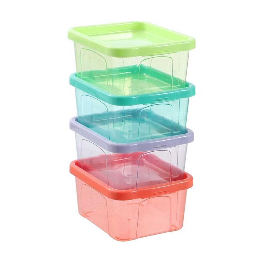 12PK Boxsweden Click Storage Box 2.3L Secure Lock Lid Home Organisation Assorted