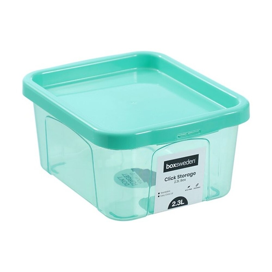 12PK Boxsweden Click Storage Box 2.3L Secure Lock Lid Home Organisation Assorted