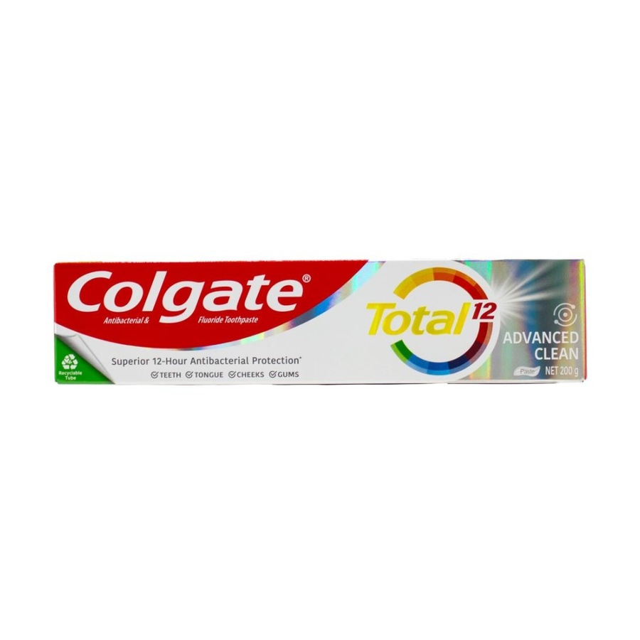 12PK Colgate Total 12 Antibacterial Advanced Clean Oral Fluoride Toothpaste 200g