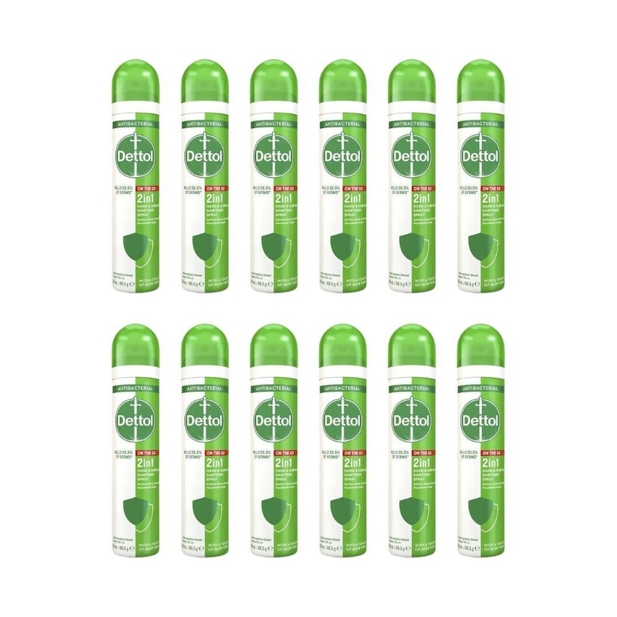 12PK Dettol 2-in-1 Hand & Surface Disinfectant Spray 90ml Antibacterial