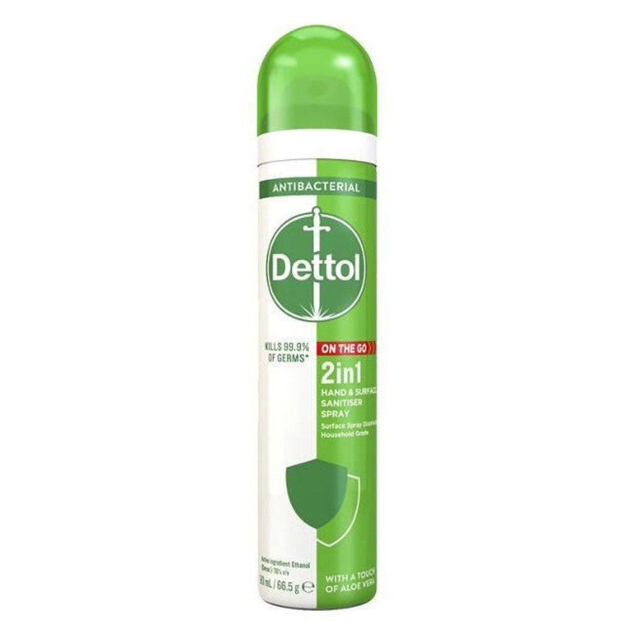12PK Dettol 2-in-1 Hand & Surface Disinfectant Spray 90ml Antibacterial
