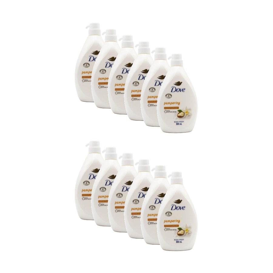 12PK Dove Pampering Body Wash W/ Shea Butter And Vanilla Scent 800ml