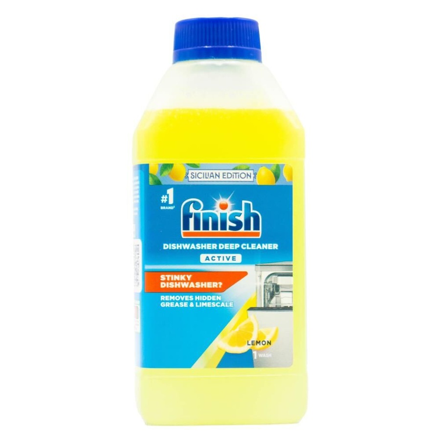 12PK Finish Dishwasher Cleaner Active Dishwashing Liquid Cleaner 250ml Lemon