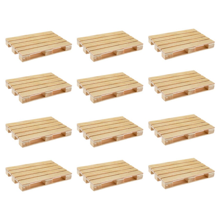 12PK Mini Wooden Pallet Glass Coasters/Mats For Beverages Drinks Beers Home/Bar