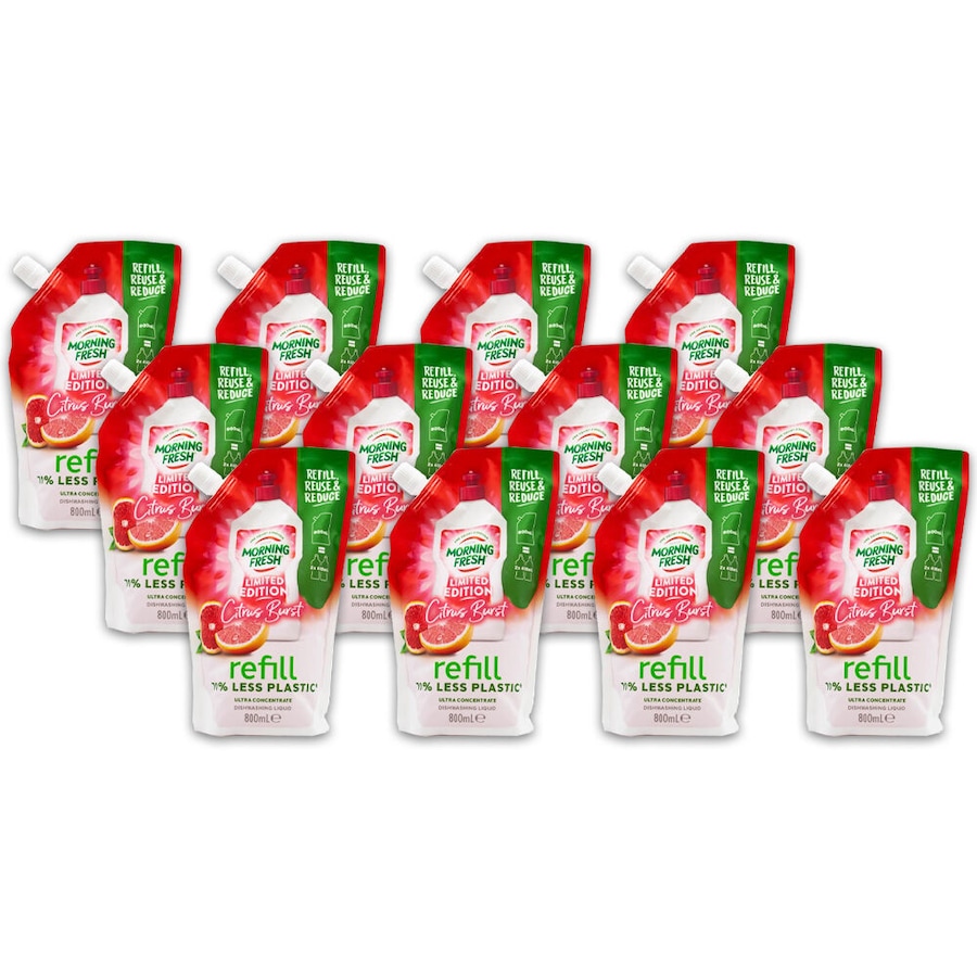 12PK Morning Fresh 800ml Dishwashing Liquid Refill Cleaner Citrus Burst