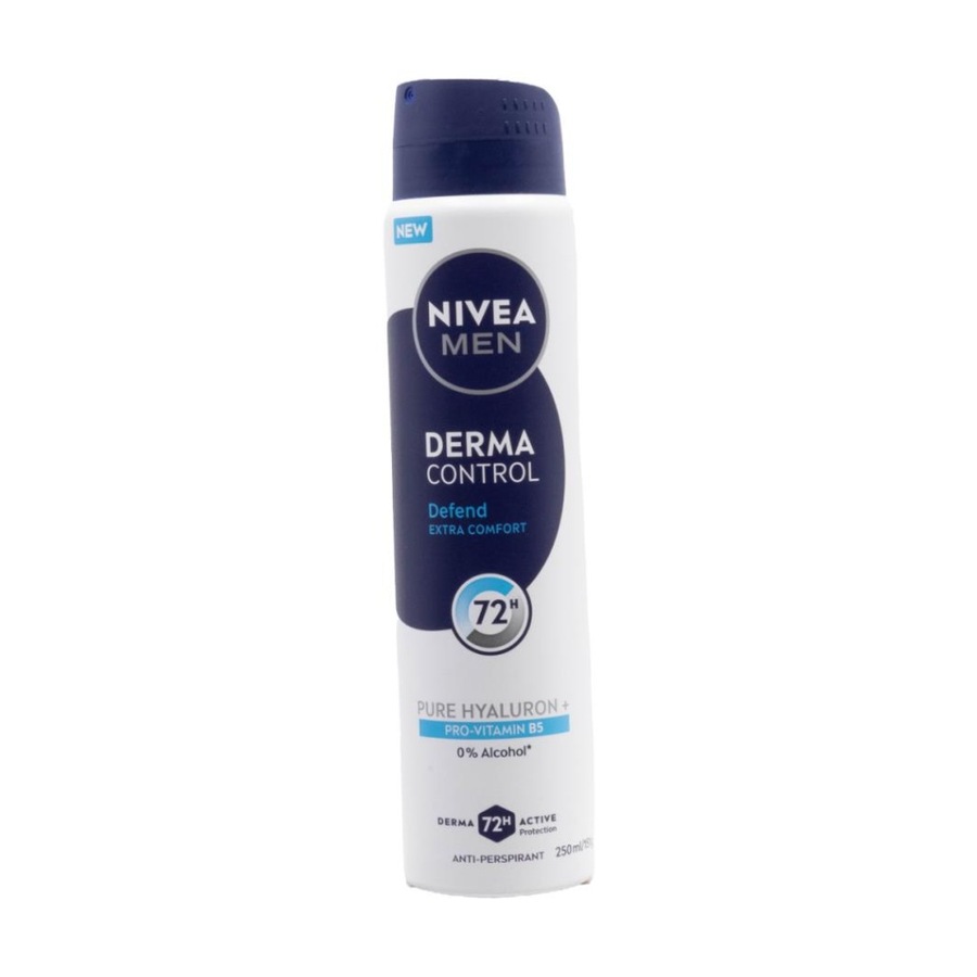 12PK Nivea 72H Antiperspirant Men's Derma Control Spray 250ml Pro Vitamin B5