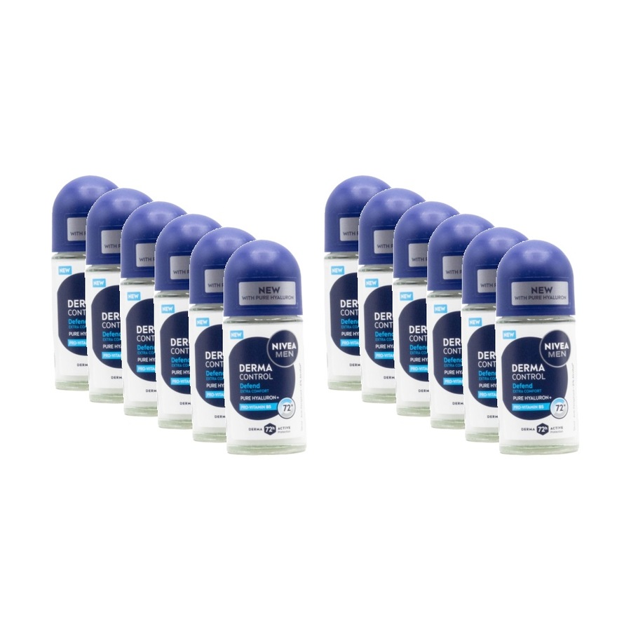 12PK Nivea 72H Antiperspirant Men's Roll On Deodorant 50mL Pro Vitamin B5