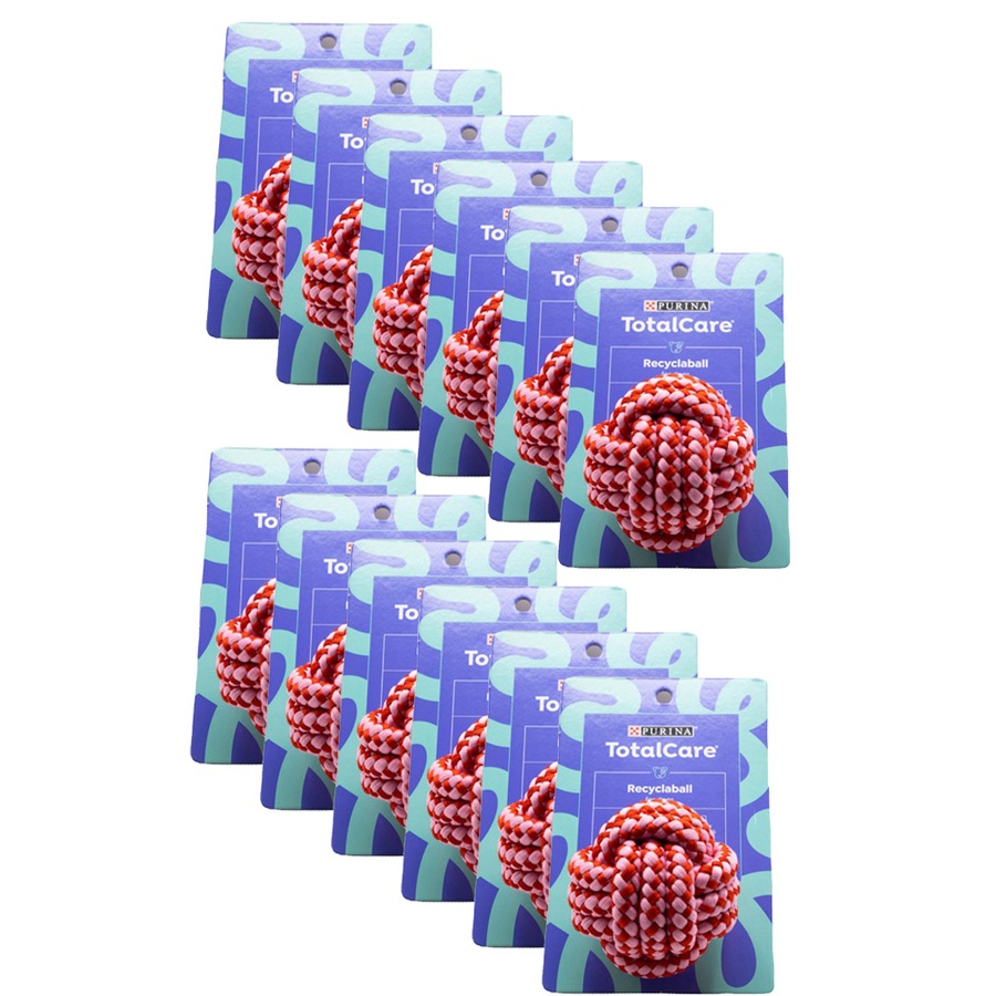 12PK Purina Total Care Round Recyclaball Dog Throwing Toy Assorted