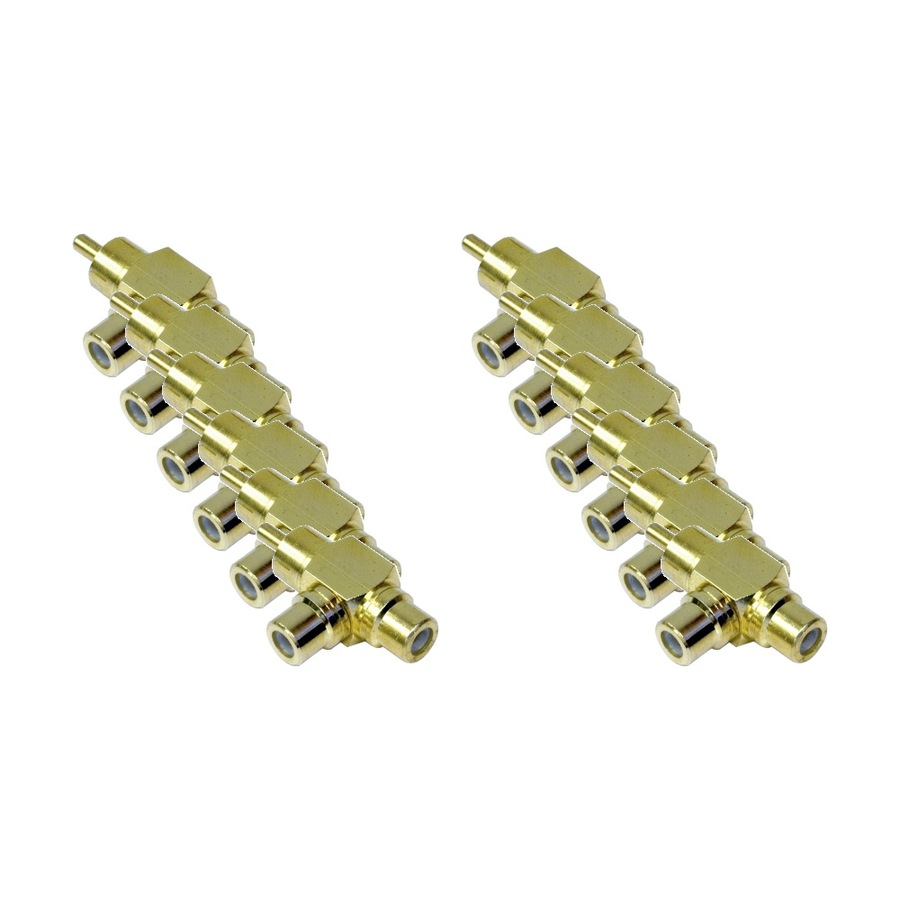 12PK Rca Plug To 2X Sockets Gold Plated Double Adaptor Audio Video Adapter