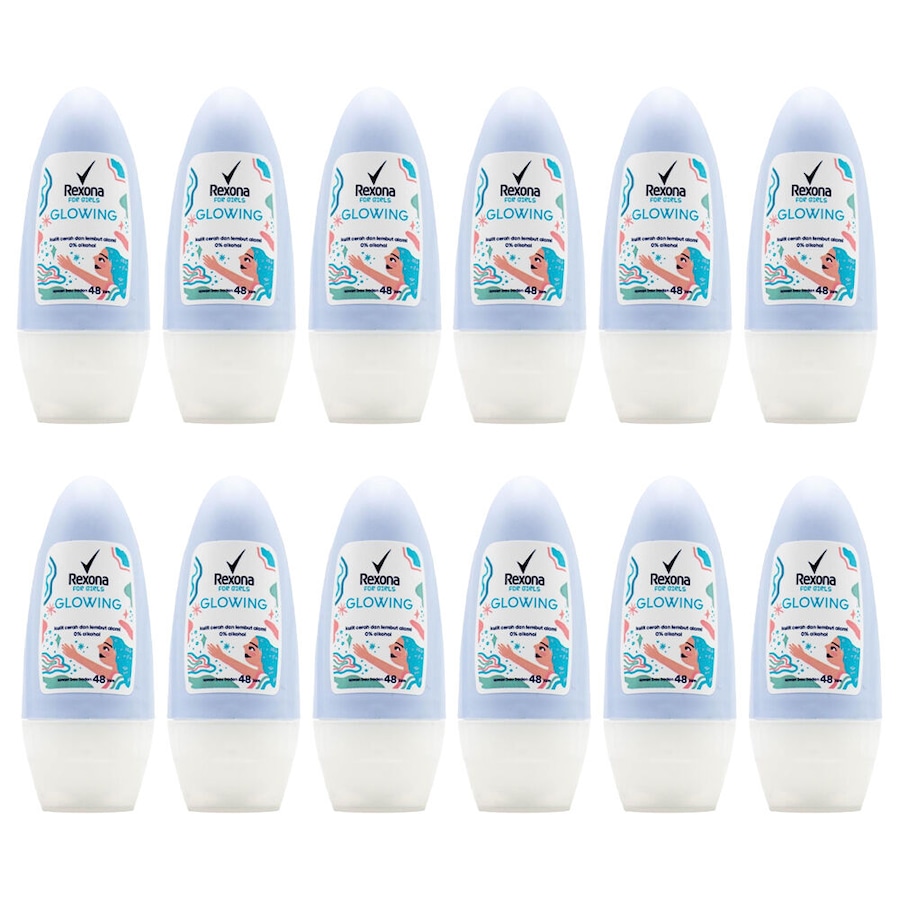 12PK Rexona 40ml Roll On Deodorant Girls Glowing Antiperspirant 48hr Protection