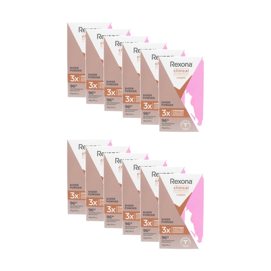 12PK Rexona Clinical Protection Antiperspirant Deodorant Cream Sheer Powder