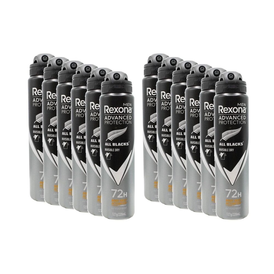 12PK Rexona Men's Advanced 72hr Protect Antiperspirant Deoderant 220ml All Black