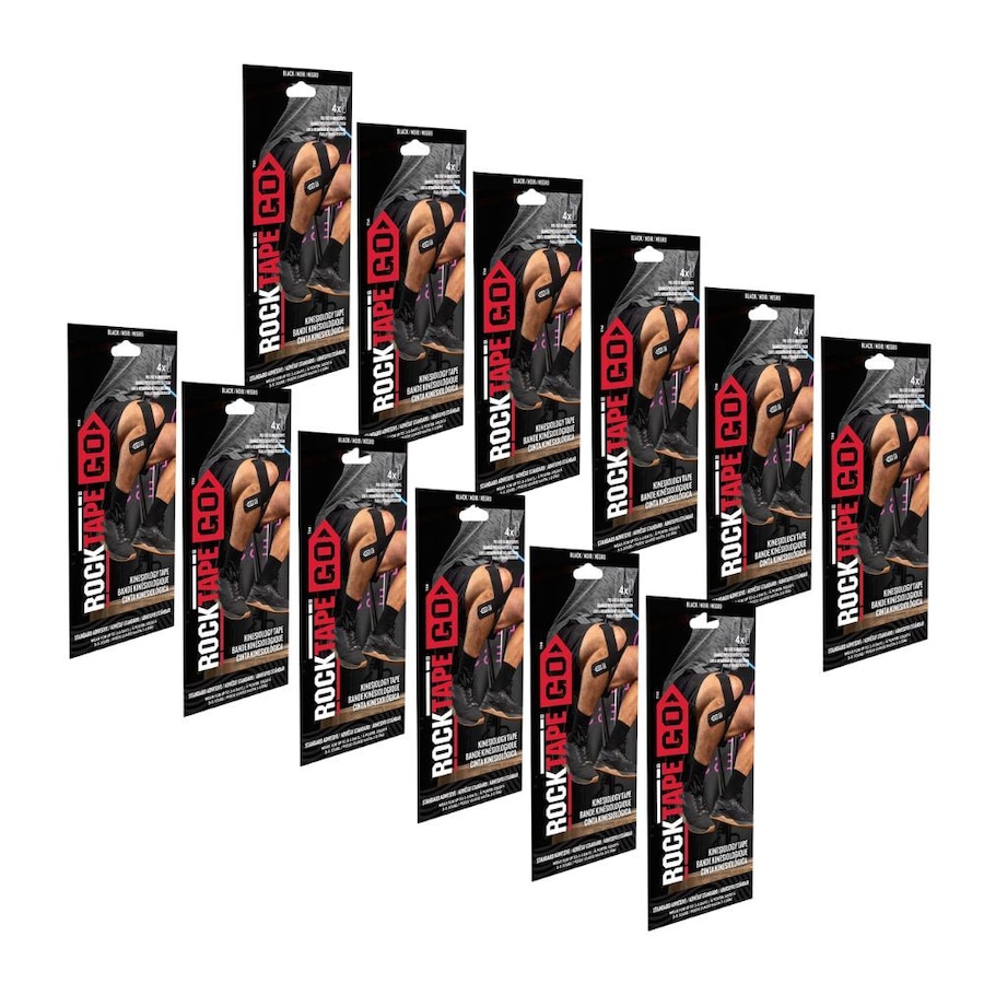 12PK Rocktape Go Fast Pack Kinesiology Adhesive Training Tape Support Black