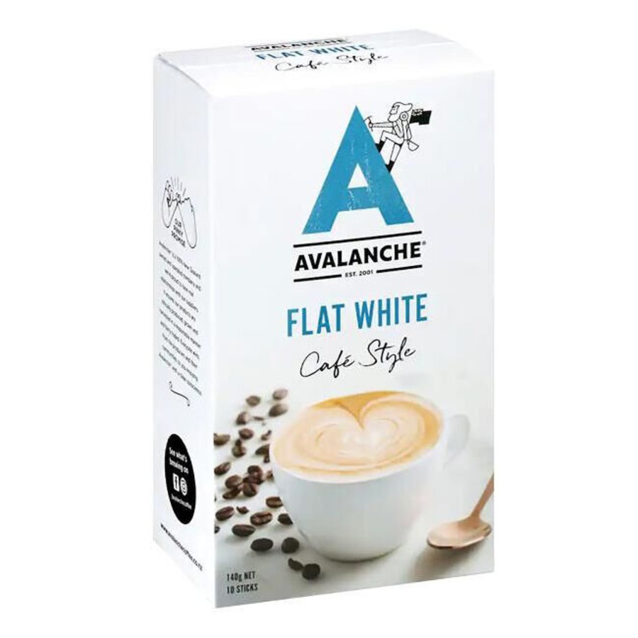 12x 10pc Avalanche Flat White Cafe Style Instant Coffee 160g Powdered Drink
