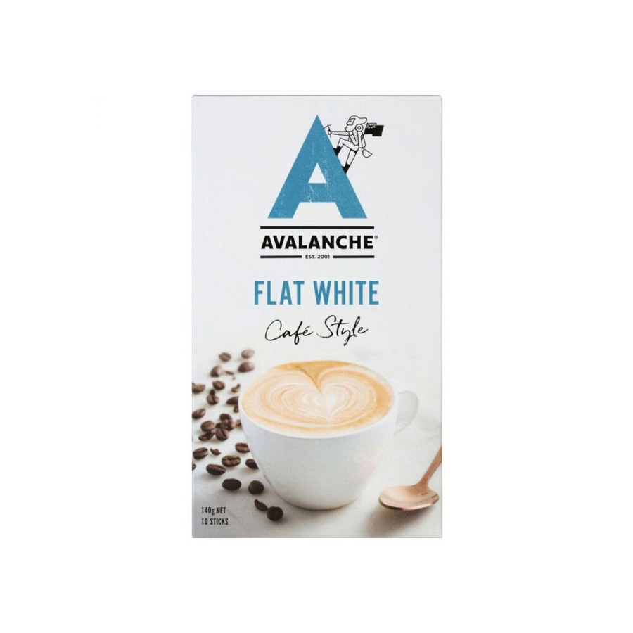 12x 10pc Avalanche Flat White Cafe Style Instant Coffee 160g Powdered Drink