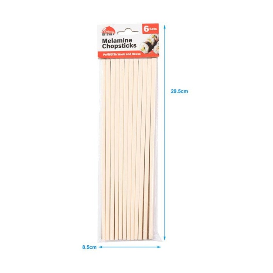 12x 12pc Braz Reusable Washable Melamine Chopsticks Kitchen Dining Utensils 24cm