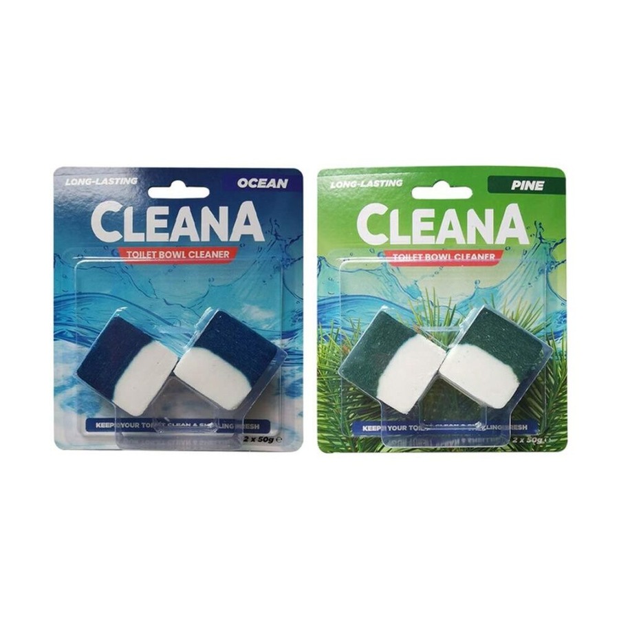 12x 2pc Cleana Toilet Bowl Cleaning Cubes Odor Remover 50g Ocean/Pine Assorted