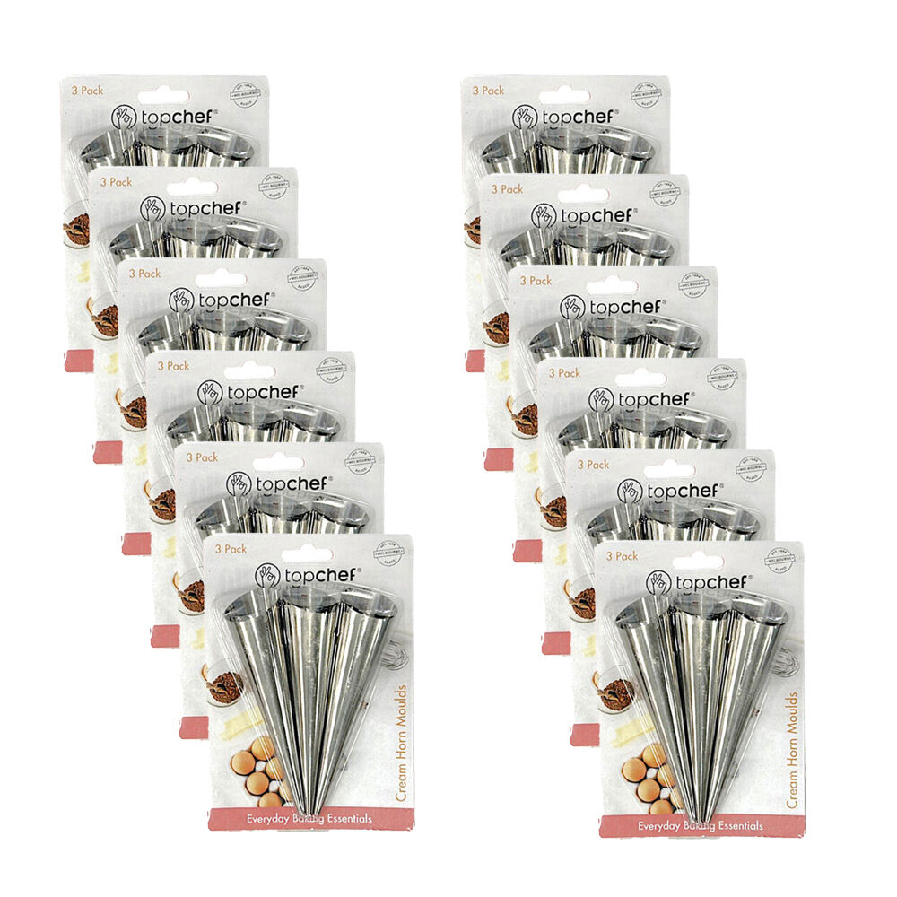 Buy 12x 3pc Topchef Stainless Steel Cream Horn Moulds Baking Utensil ...