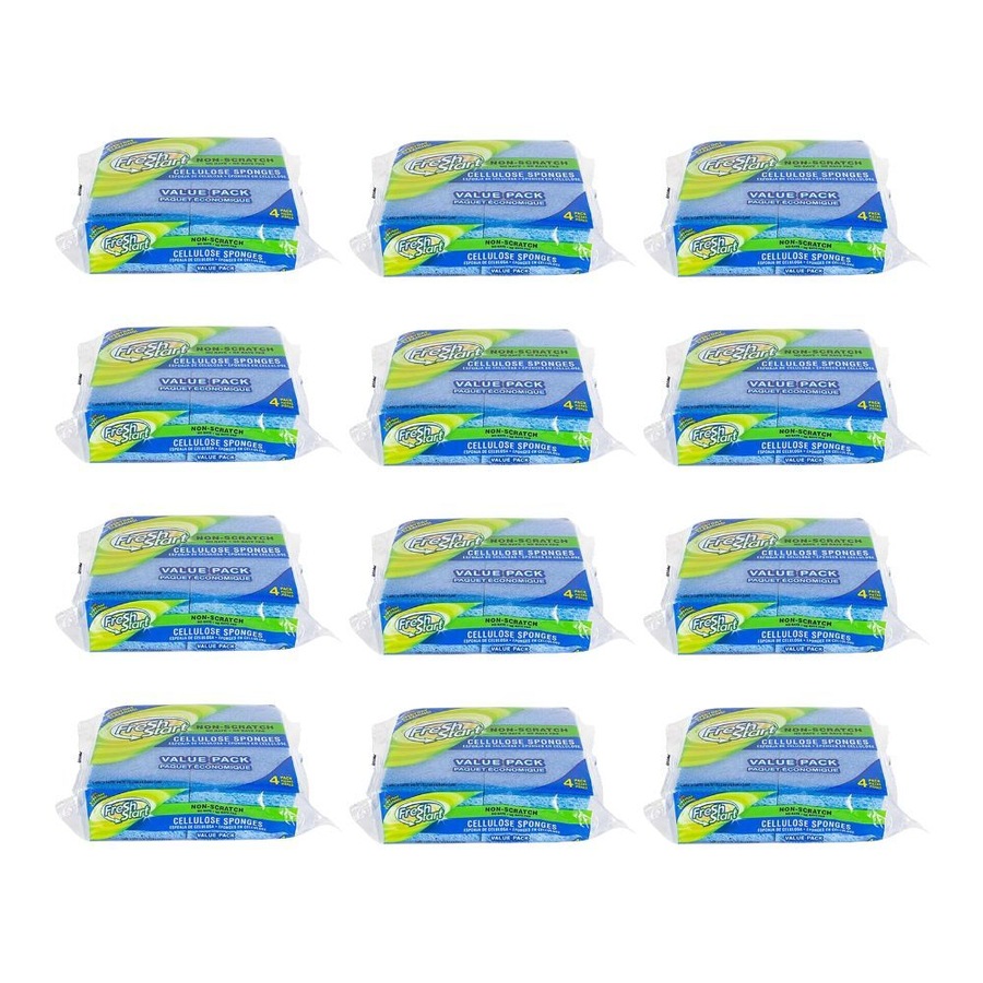 12x 4pc Fresh Start Multipurpose Cleaning Cellulose Sponge Value Pack