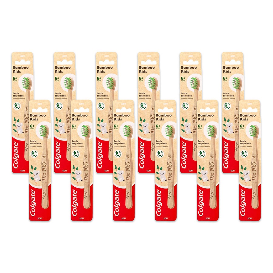 12x Colgate Toothbrush Bamboo Kids Gentle Deep Clean Oral Dental Teeth Care 6y+