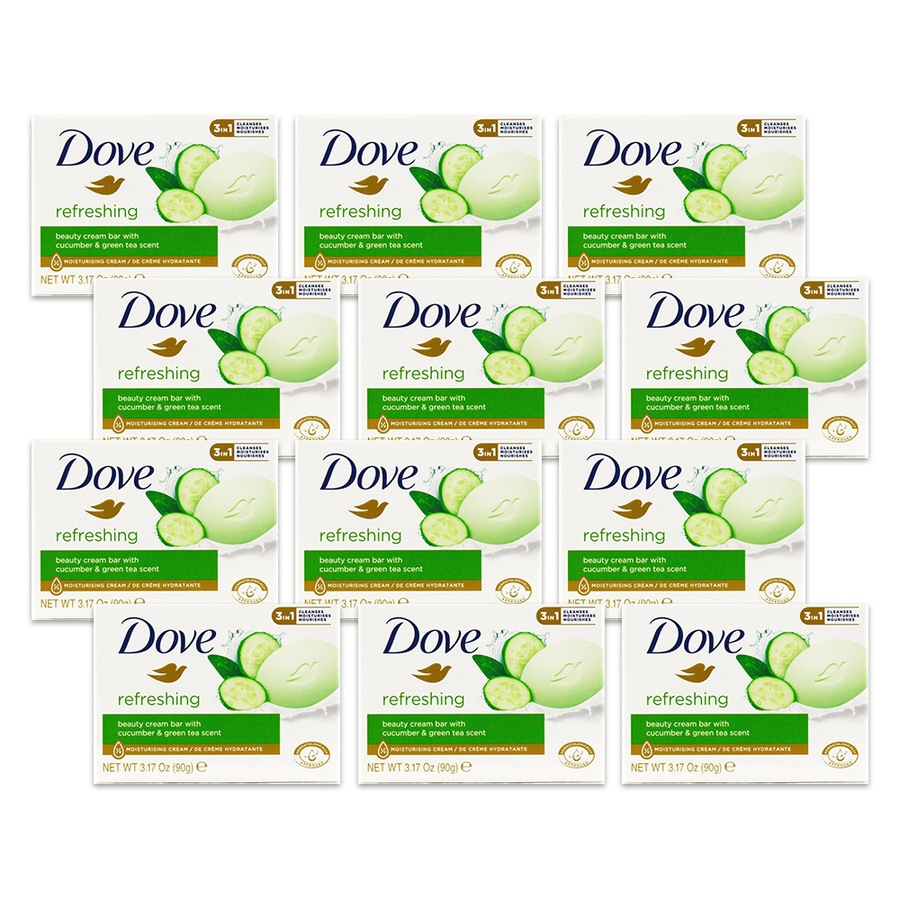 12x Dove 90g Soap Beauty Cream Bar Bath Body Wash w/ Cucumber & Green Tea Scent