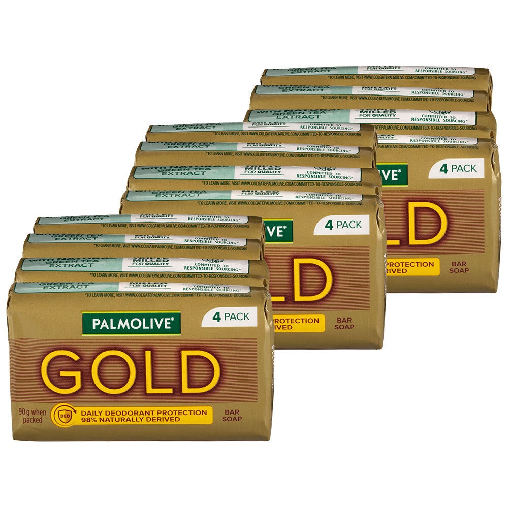 12x Palmolive 90g Soap Bars Gold Cleaning/Washing f/All Skin Types Removes Germs