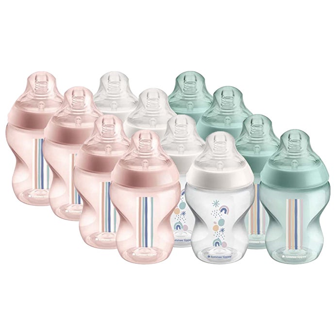 12x Tommee Tippee 260ml Closer To Nature Slow Flow Baby Feeding Bottles 0m+ Pink