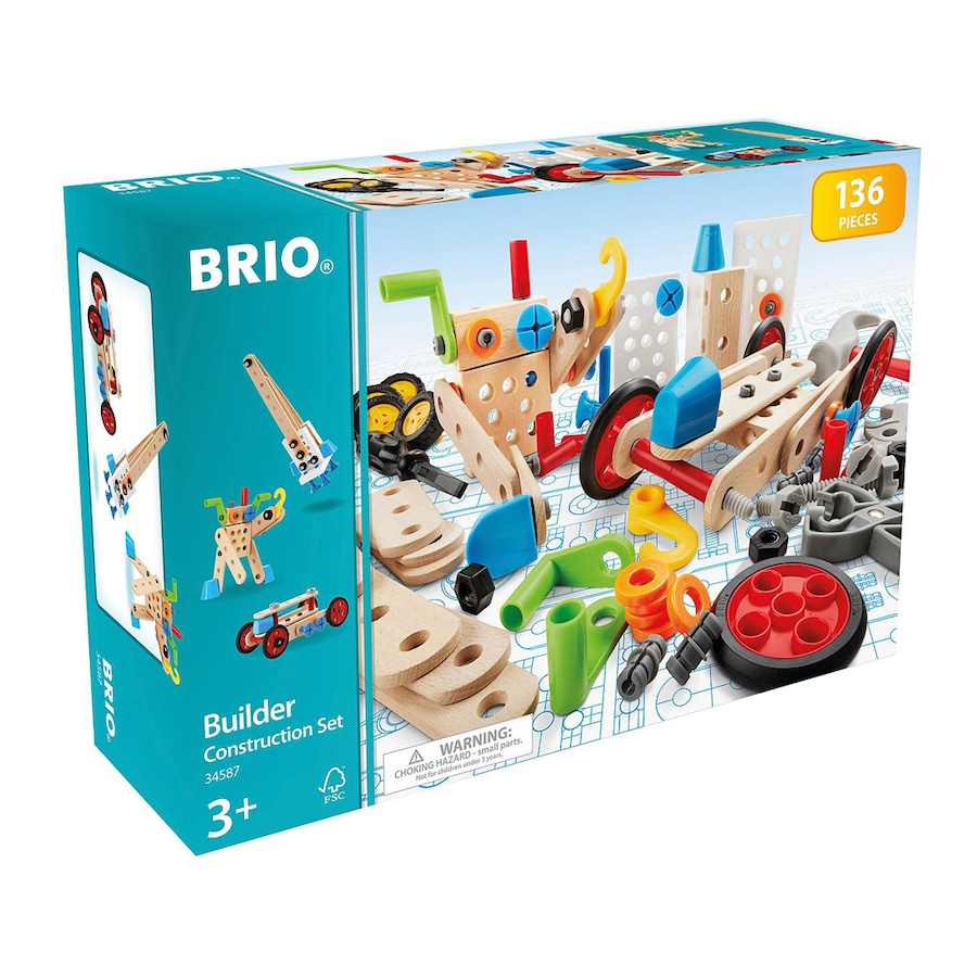 136pc Brio Builder - Construction Kids/Childrens Wooden Play Toy Set 3Y+