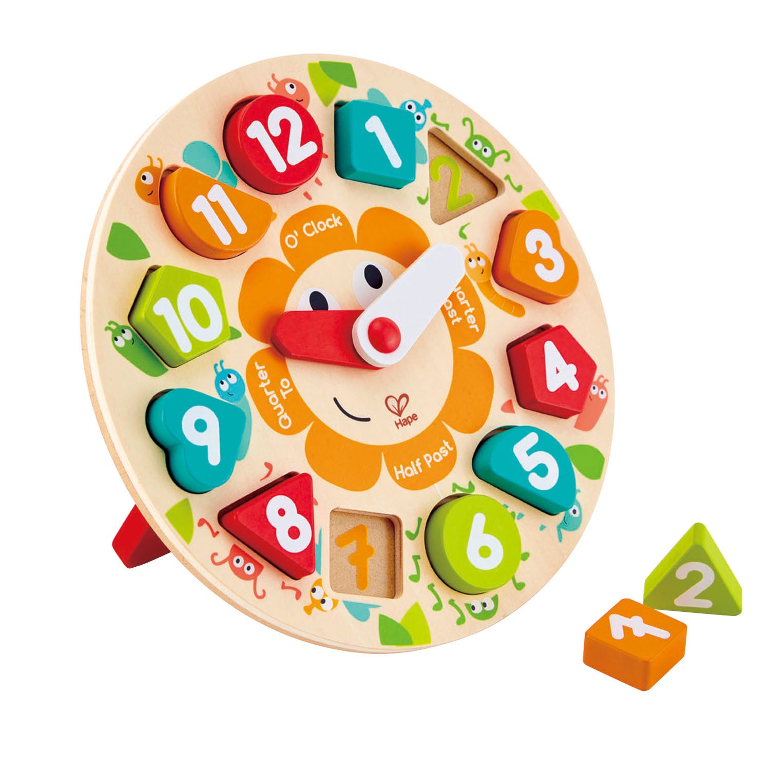 13pc Hape 23cm Chunky Clock Puzzle Educational/Activity Wooden Toy/Play Kids 3y+