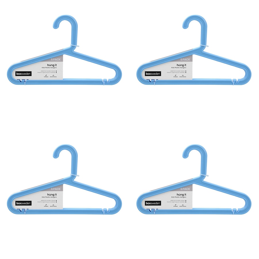 144pc Boxsweden Hangit Kids Strong Plastic Hanger Clothes Home 34cm - Assorted