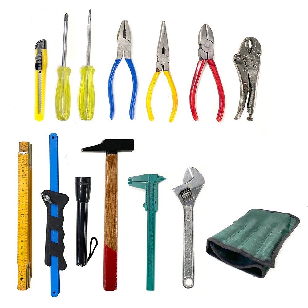 14pc Home Roll Tools Set w/Plier/Cutter/Flat & Philips Screwdriver/Pocket Torch